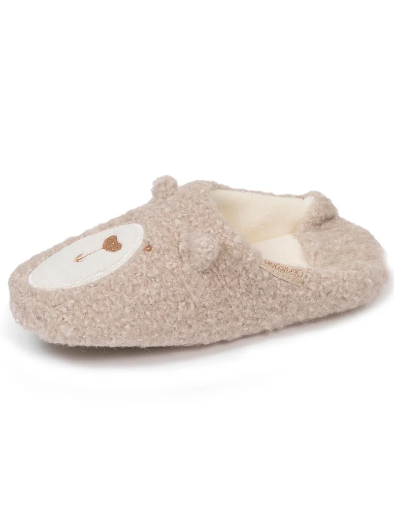 Chaussons babouches Femme Ours Beige