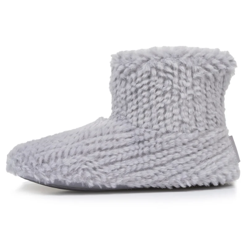 Chaussons bottillons Femme Gris texturé