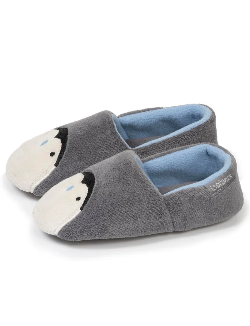 Chaussons slippers Enfant Gris Pingouin Blanc