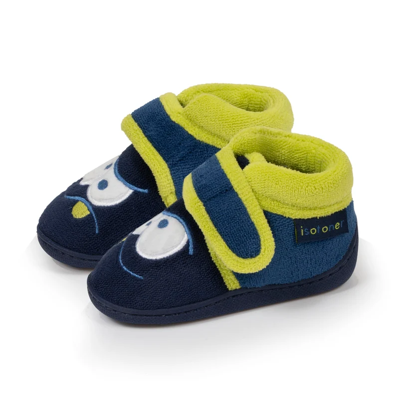 Chaussons bottillons scratch Bébé Marine monstre