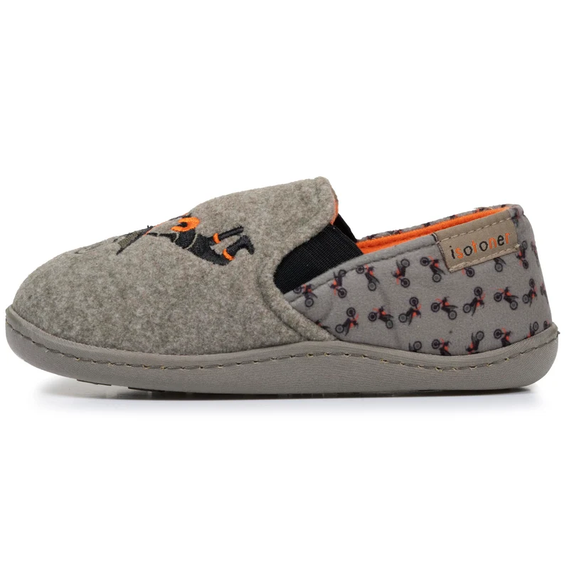 Chaussons mocassins Enfant moto Kaki chiné