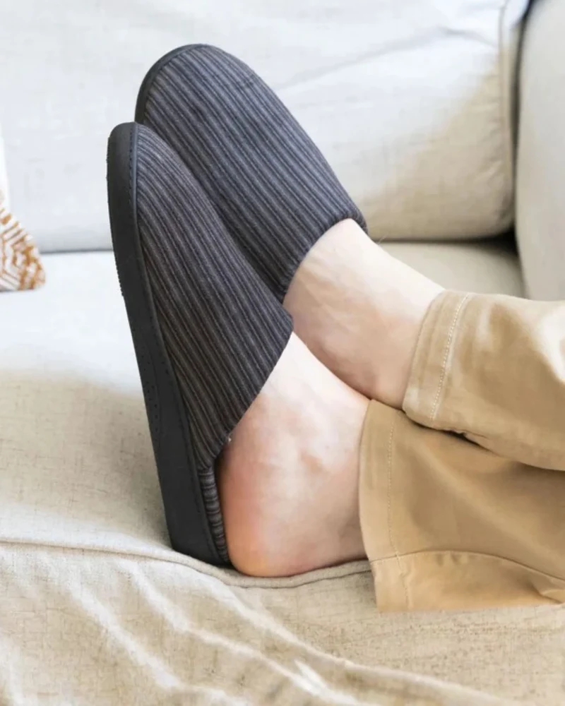 Chaussons mules Homme Rayures gris/bleu