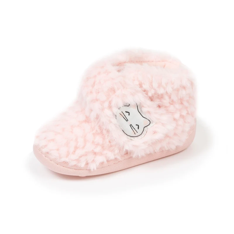 Chaussons bottillons scratch Bébé Rose chat