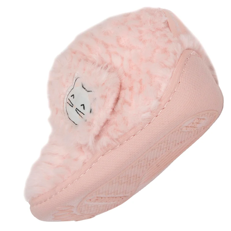 Chaussons bottillons scratch Bébé Rose chat