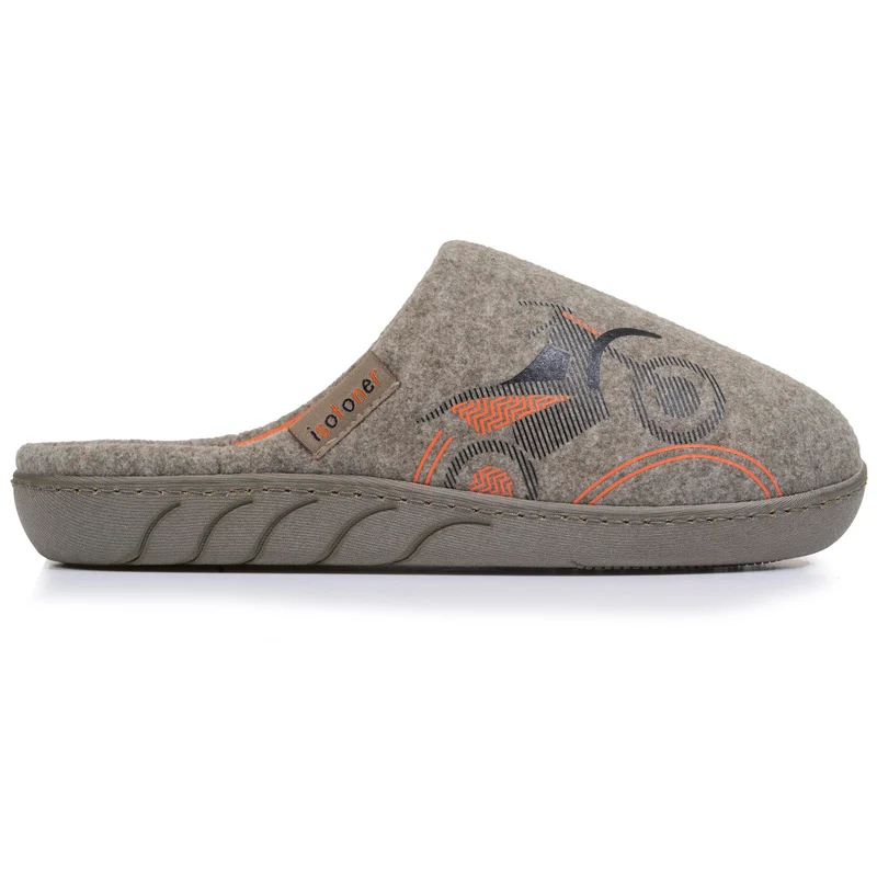 Chaussons mules Junior moto Kaki chiné