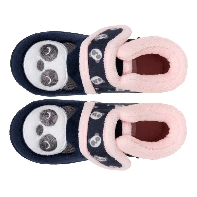 Chaussons bottillons scratch Bébé velours Marine