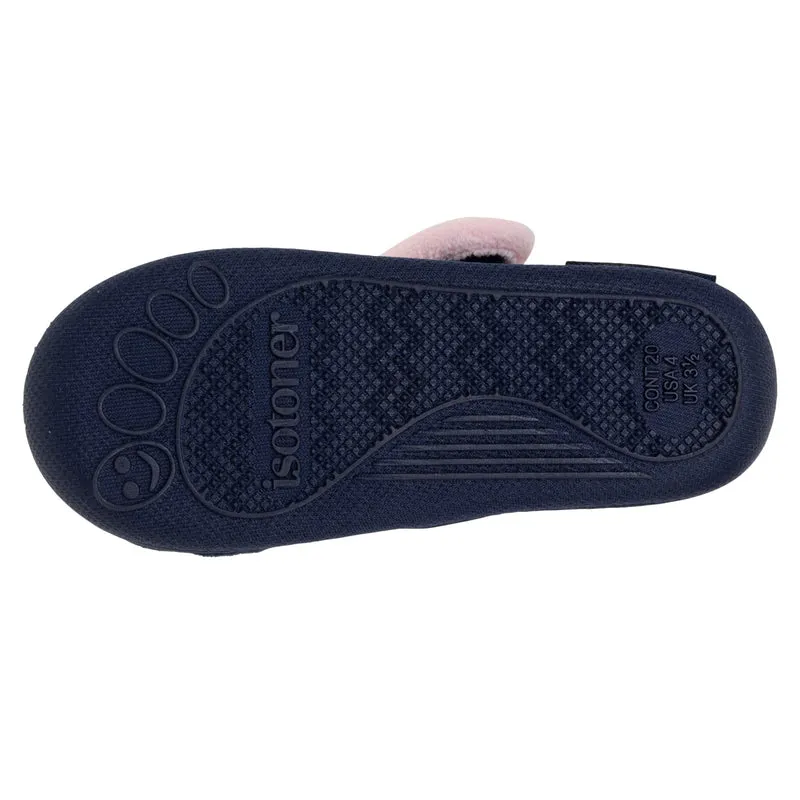 Chaussons bottillons scratch Bébé velours Marine