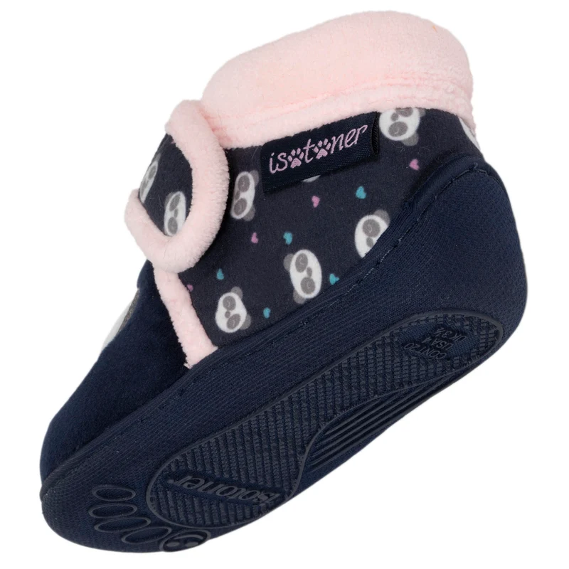 Chaussons bottillons scratch Bébé velours Marine