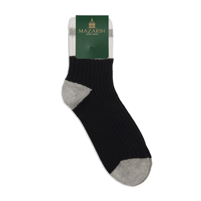 Socquettes | Noir & Gris - Bandes - Coton