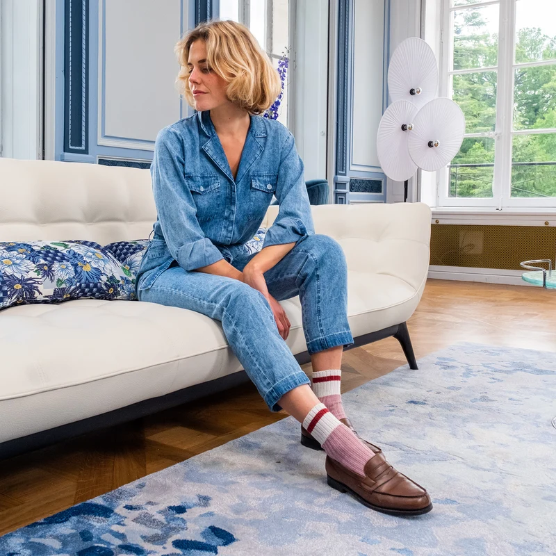 Socquettes | Rose & Rouge - Bandes - Coton