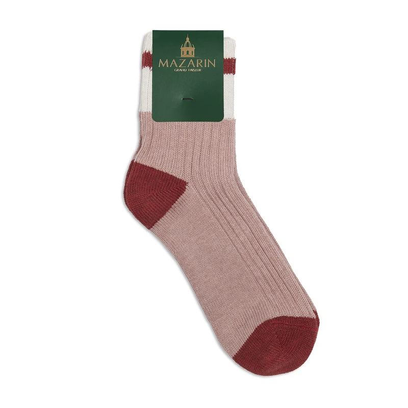 Socquettes | Rose & Rouge - Bandes - Coton