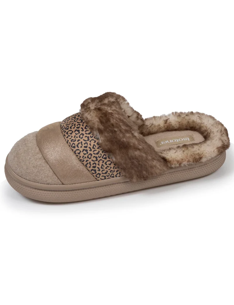 Chaussons mules Femme BLOUP Léopard Beige