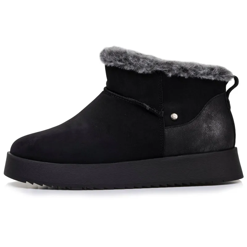 Bottines basses Femme imitation fourrure Noir