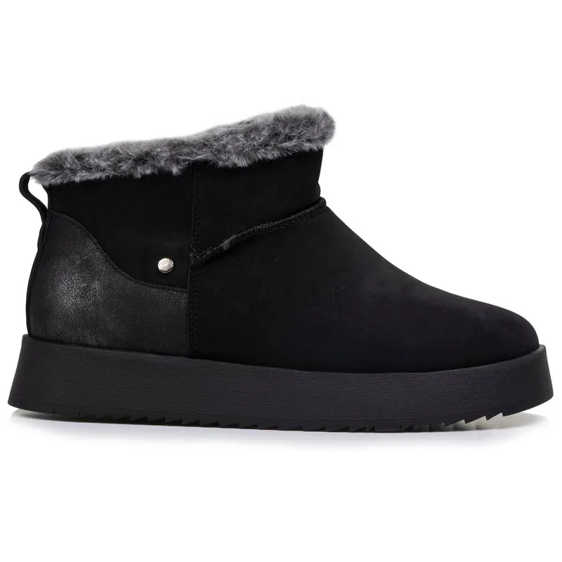 Bottines basses Femme imitation fourrure Noir