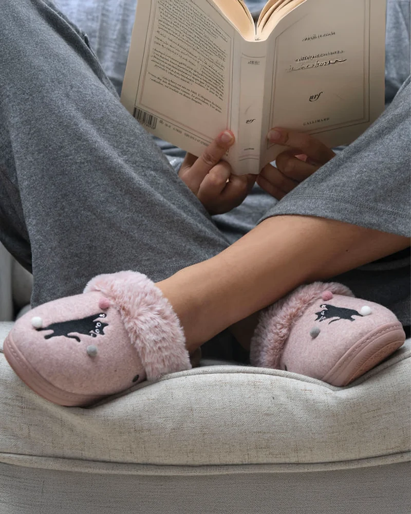 Chaussons mules Femme Rose chiné