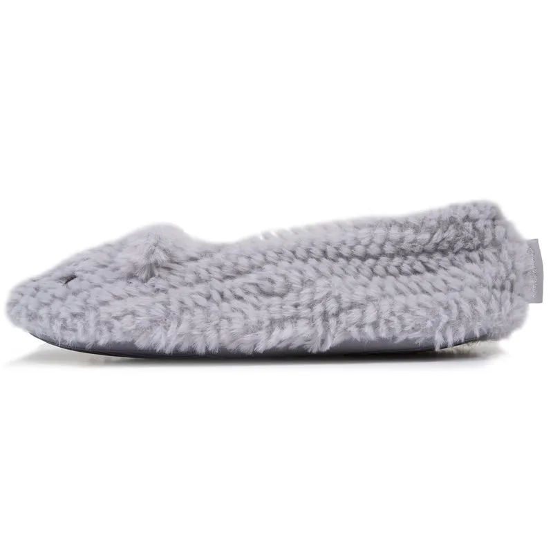Chaussons ballerines Femme Chat Gris texturé