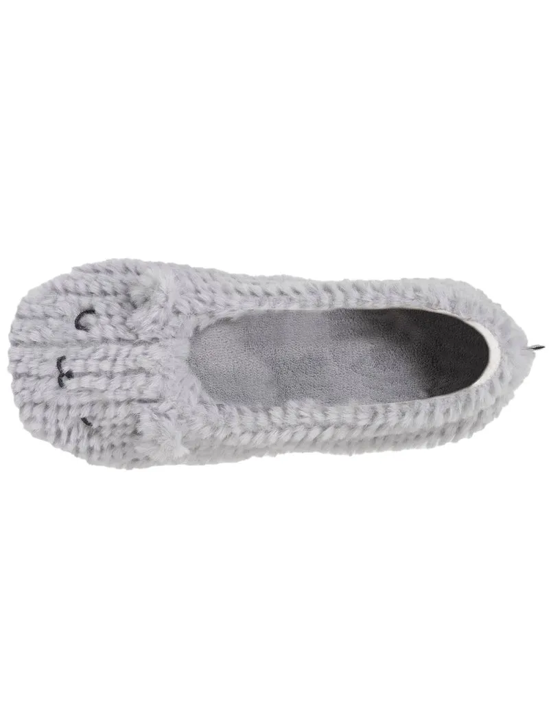 Chaussons ballerines Femme Chat Gris texturé