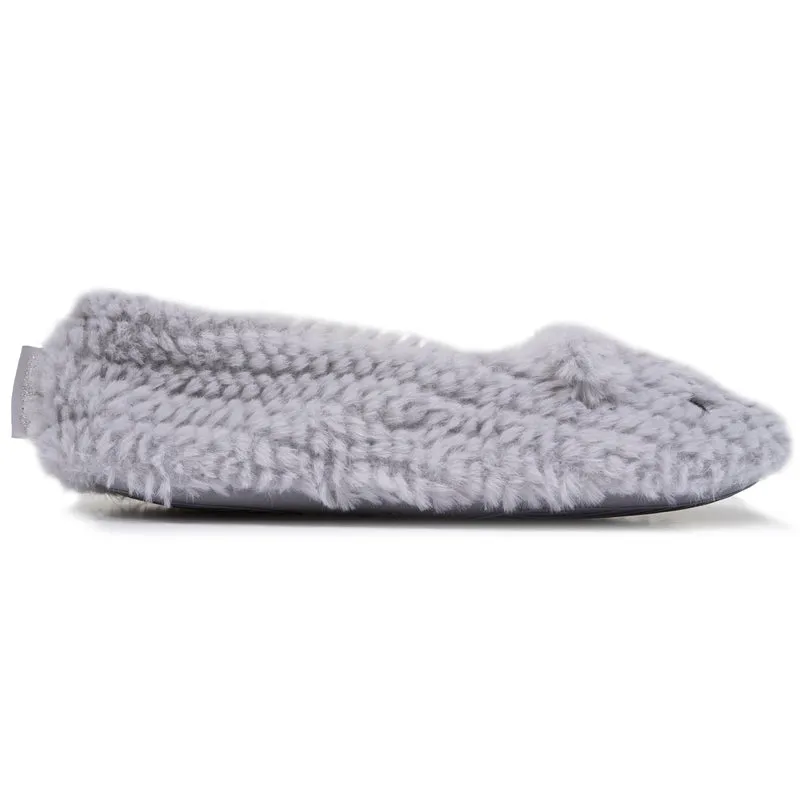Chaussons ballerines Femme Chat Gris texturé