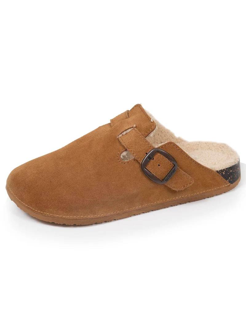Chaussons sabots mules Homme Camel fourrées