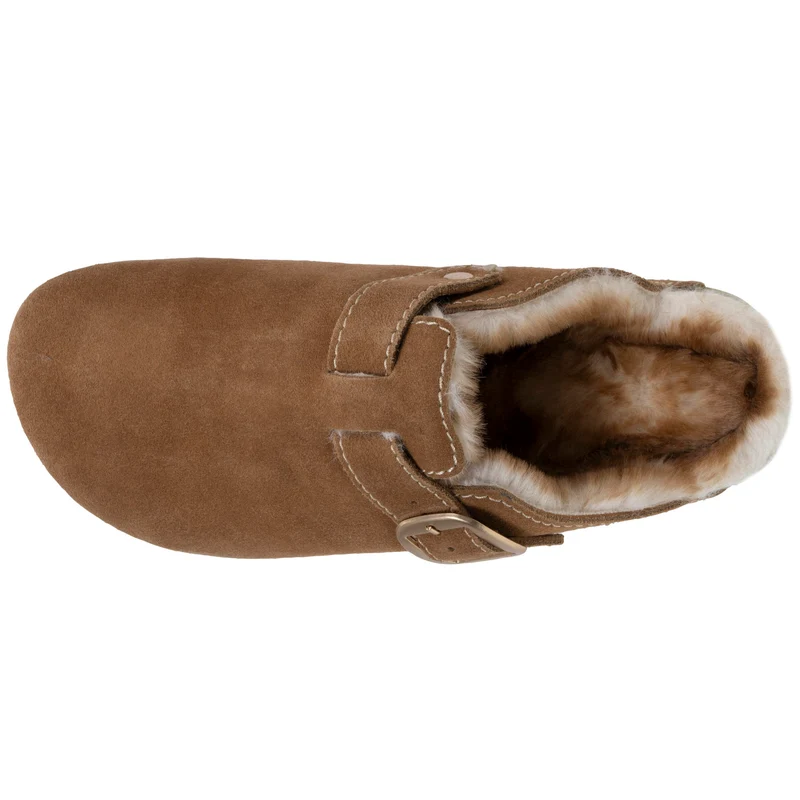 Sabots Femme Camel cuir surpiqûres blanches