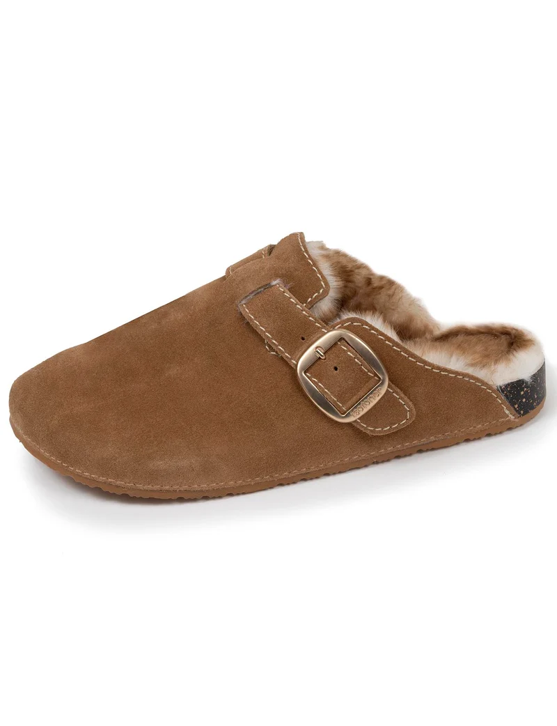Sabots Femme Camel cuir surpiqûres blanches