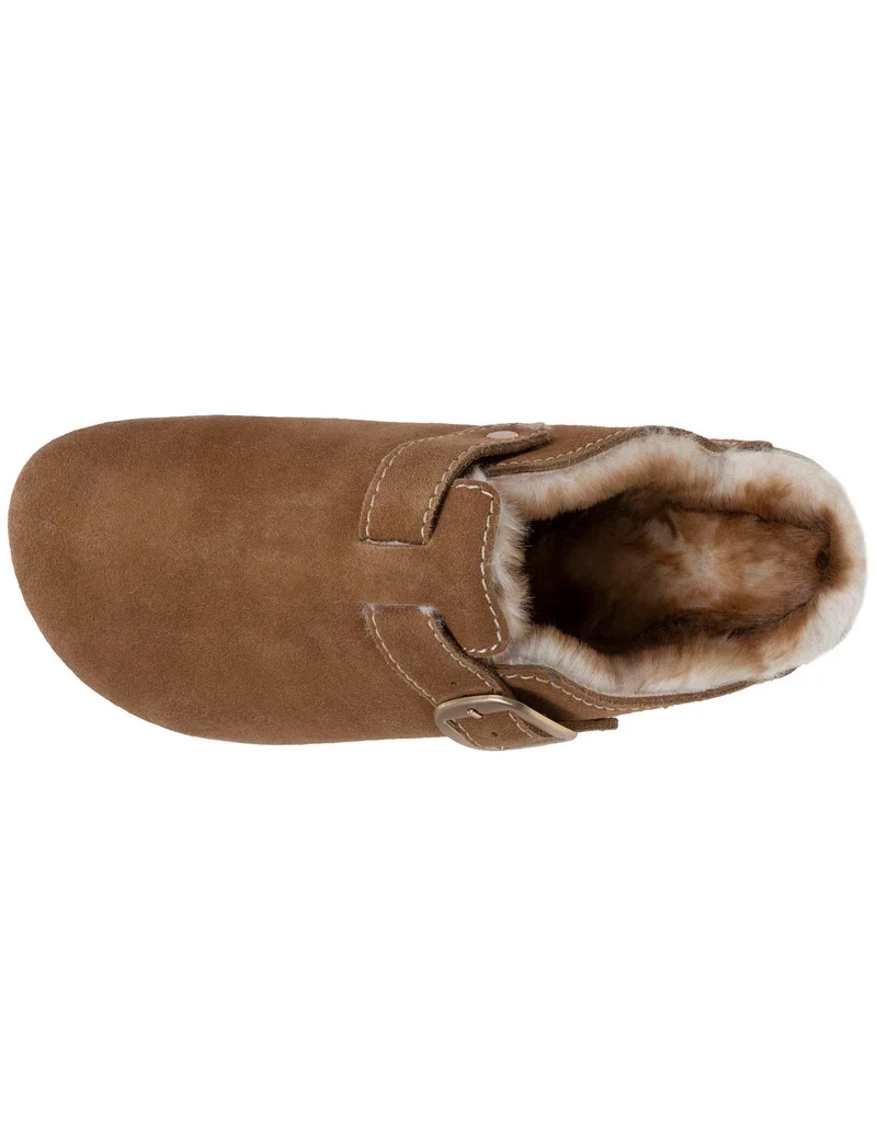 Sabots Femme Camel cuir surpiqûres blanches