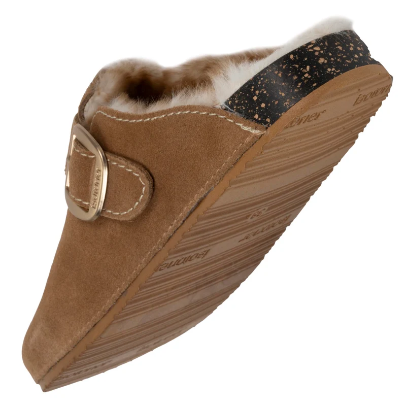 Sabots Femme Camel cuir surpiqûres blanches