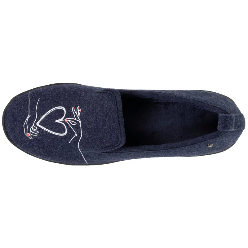 Chaussons charentaises Femme talon Marine