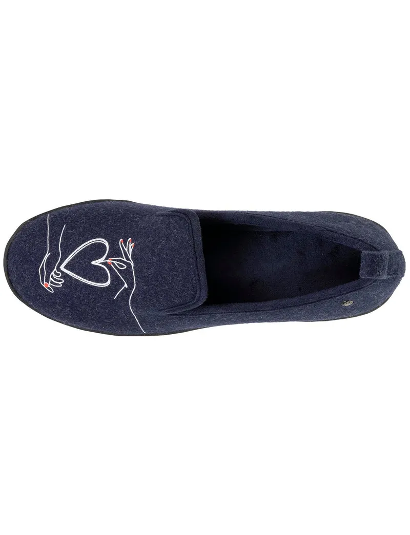 Chaussons charentaises Femme talon Marine