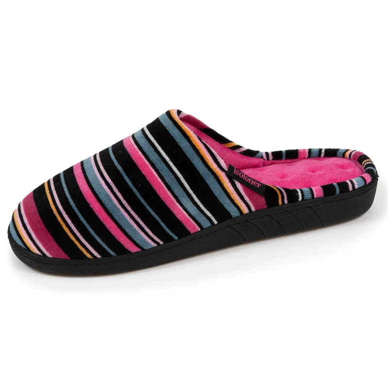 Chaussons mules Femme Rayures Roses