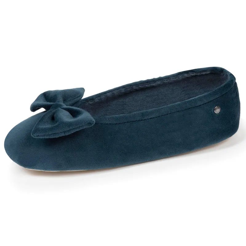 Chaussons ballerines Femme Grand Nœud Bleu