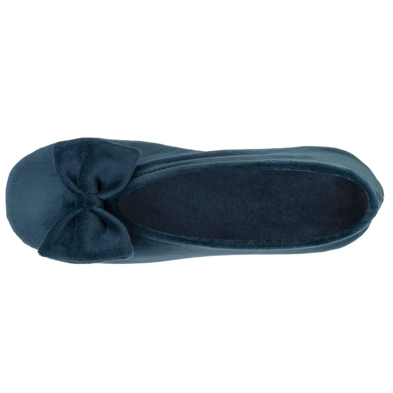 Chaussons ballerines Femme Grand Nœud Bleu