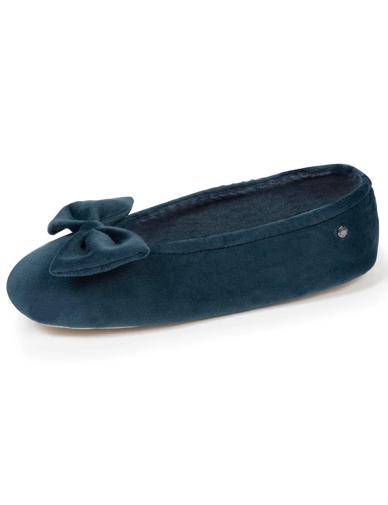 Chaussons ballerines Femme Grand Nœud Bleu