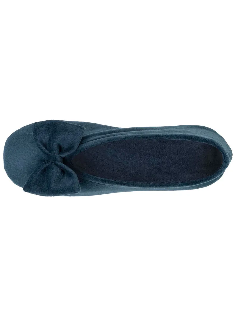 Chaussons ballerines Femme Grand Nœud Bleu