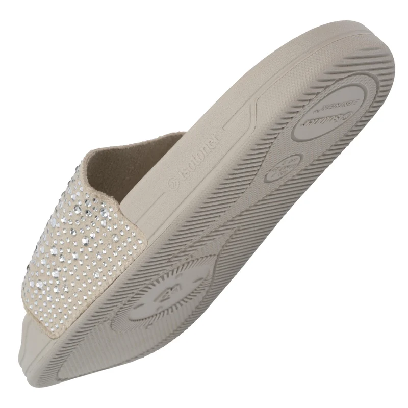 Mules claquettes Femme strass Beige