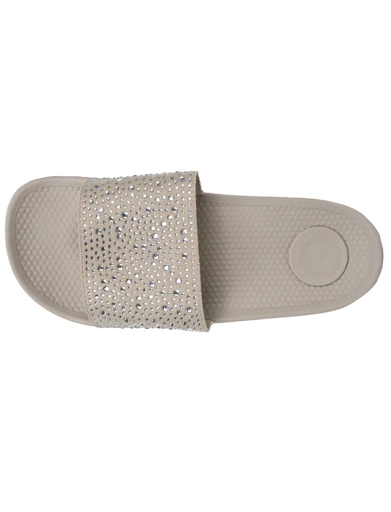 Mules claquettes Femme strass Beige