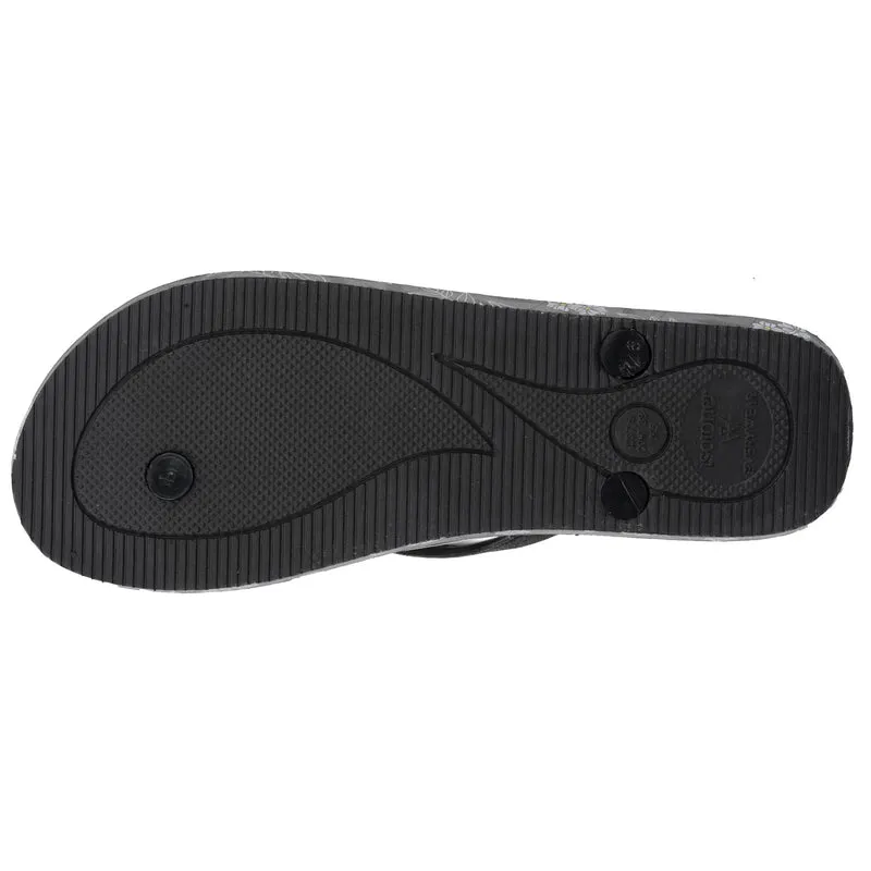 Tongs Femme imprimé Fleurs Noir