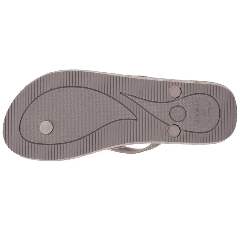 Tongs Femme imprimé Fleurs Taupe