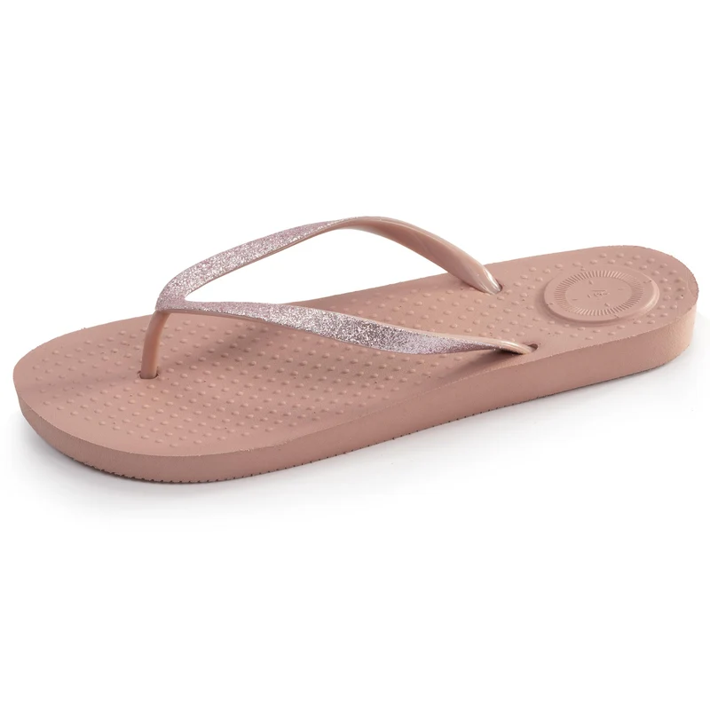 Tongs Femme tige paillettes Rose