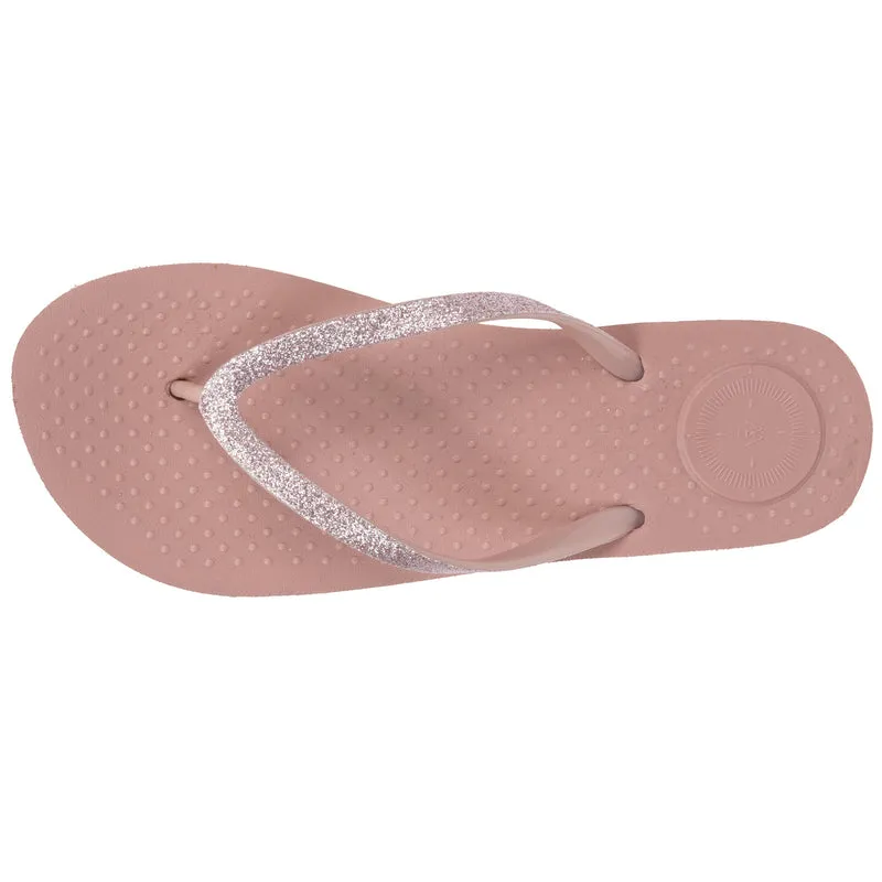 Tongs Femme tige paillettes Rose