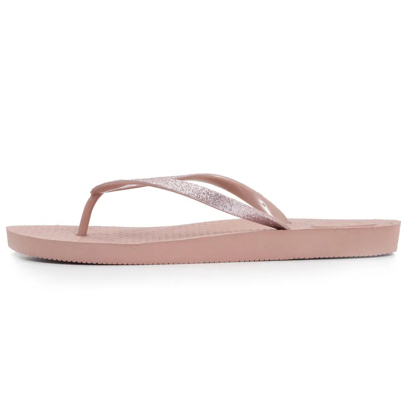 Tongs Femme tige paillettes Rose