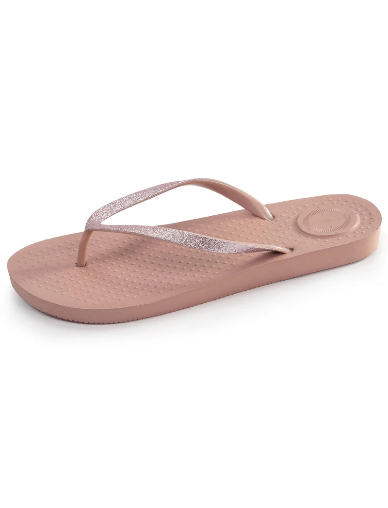 Tongs Femme tige paillettes Rose