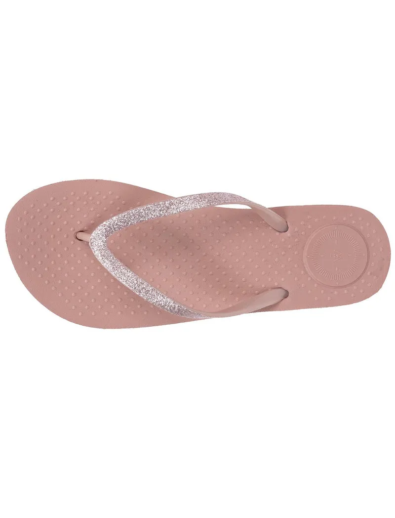 Tongs Femme tige paillettes Rose