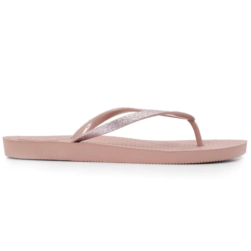 Tongs Femme tige paillettes Rose