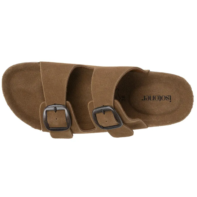 Mules sandales Femme Double Bride cuir Camel