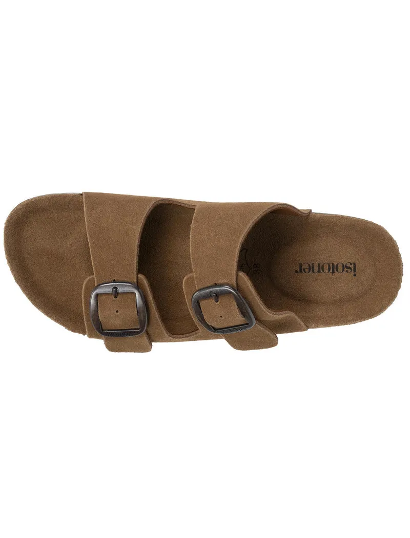 Mules sandales Femme Double Bride cuir Camel
