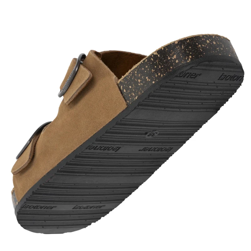 Mules sandales Femme Double Bride cuir Camel