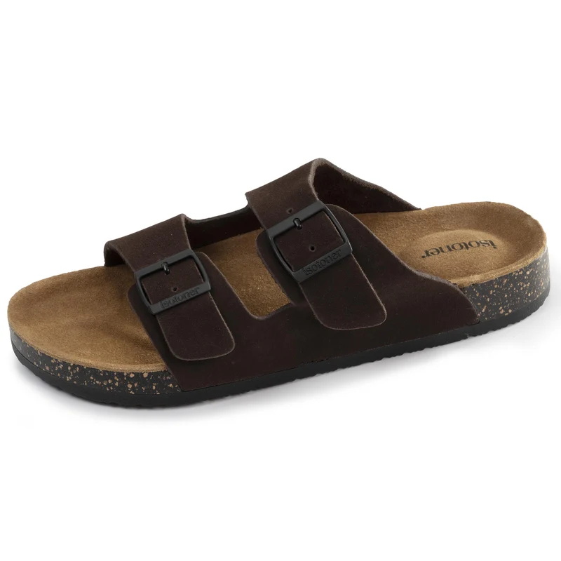 Mules sandales Homme Double Bride cuir Marron