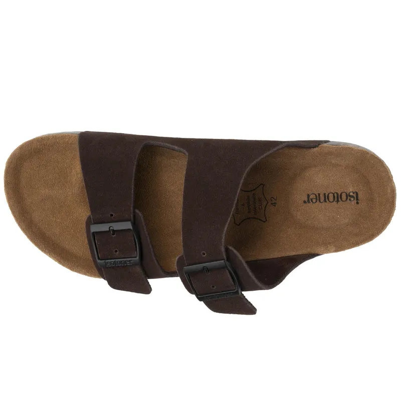 Mules sandales Homme Double Bride cuir Marron