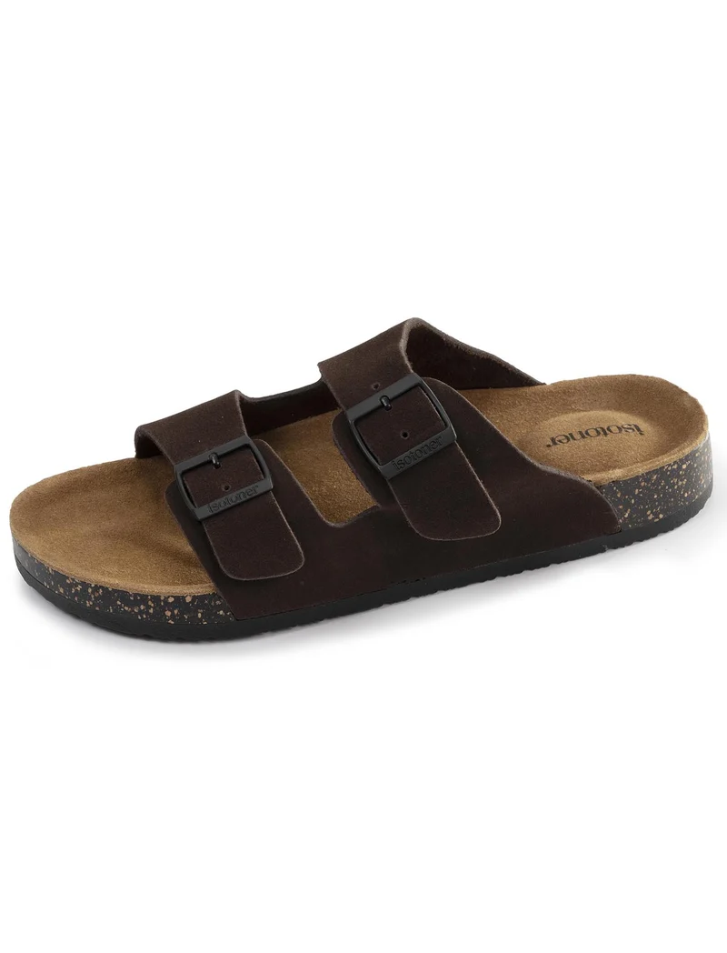 Mules sandales Homme Double Bride cuir Marron